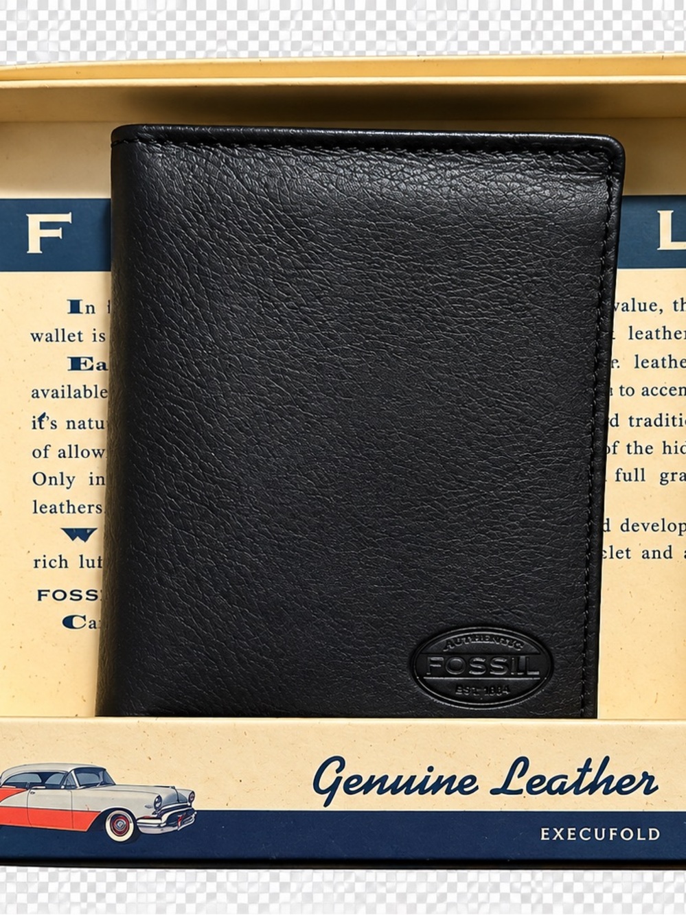 Fossil Black Leather Bifold Card